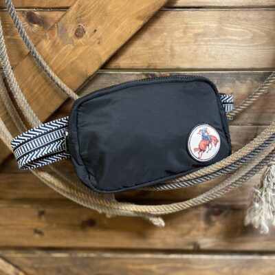 Womens Cruel Denim Belt Bag Black W/Bronco