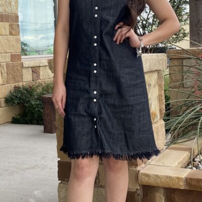 Womens Cruel Denim Western Pearl Snap Fray Hem Dress Black