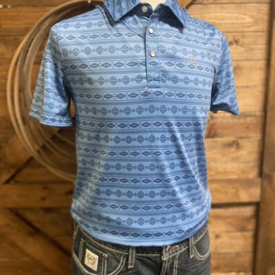 Mens Panhandle Slim Snap Polo Blue Southwest