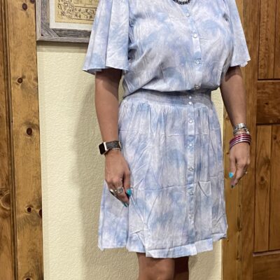 Womens Lovelei Ranch Brook Pearl Snap Dress Morning Mist Ice Blue
