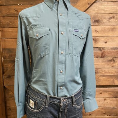Mens Wrangler Performance L/S Pearl Snap Pine Green