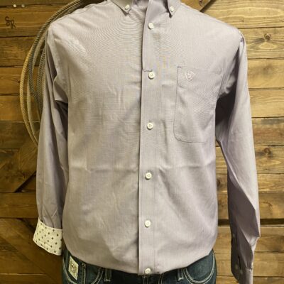 Mens Ariat Wrinkle Free Solid Lilac L/S Button Down