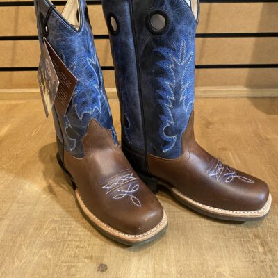 Old West Children's Square Toe Boot Brown/Blue/Black