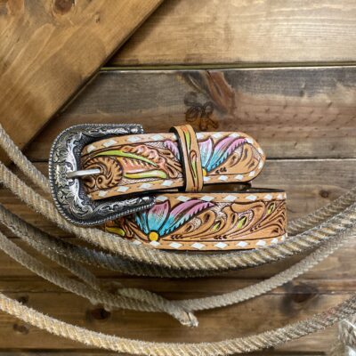 Womens American Darling Hand-Painted Buckstitch Belt