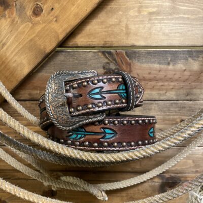 Womens Hand-Painted Arrow Leather Belt