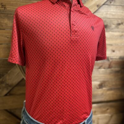 Mens Ariat Tek S/S Polo Red Palm Tree