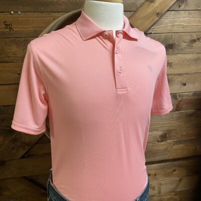 Mens Ariat Tek S/S Knit Polo Pink