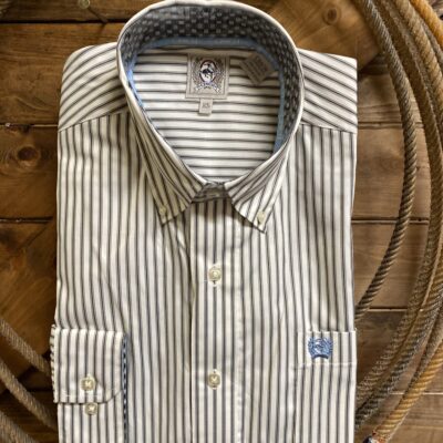 Mens Cinch Classic L/S Button Down Tencel Brown Stripe