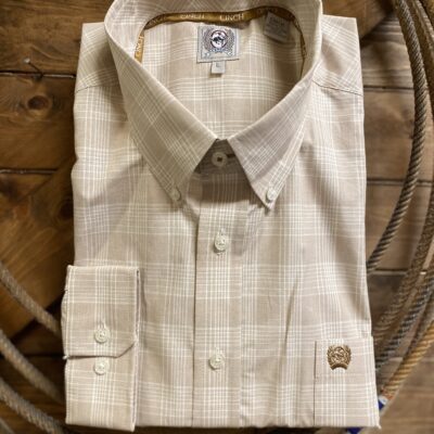 Mens Cinch Classic L/S Button Down Khaki Plaid