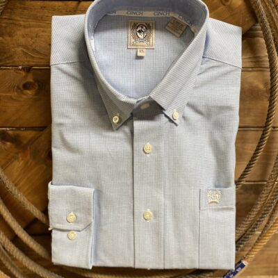 Mens Cinch Classic L/S Button Down Light Blue Dobby