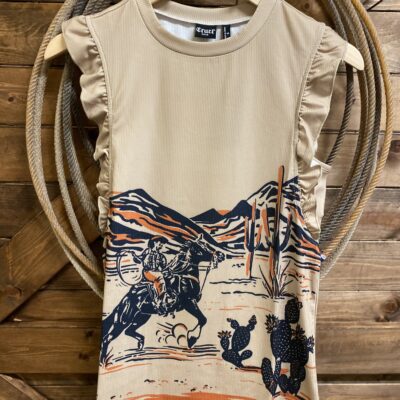 Womens Cruel Denim Western Ribbed Khaki Tank