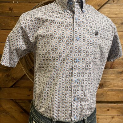 Mens Cinch Classic S/S Button Down Light Blue Floral Square