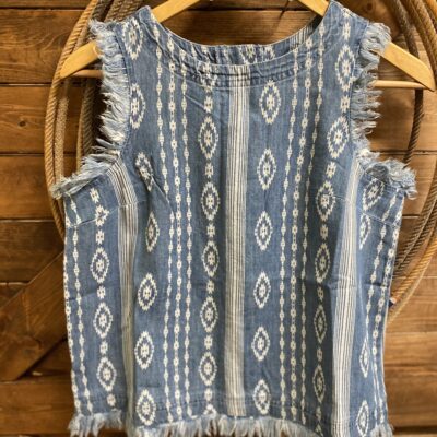 Womens Cruel Denim Raw Hem Aztec Chambray Tank