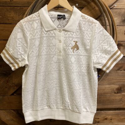 Womens Cruel Denim S/S Lace Polo White