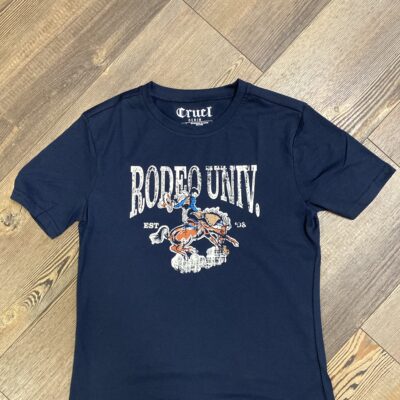 Womens Cruel Denim S/S Navy Tee Rodeo Univ