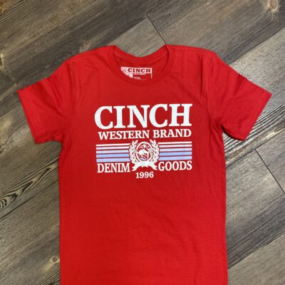 Mens Cinch S/S Western Brand Tee Red