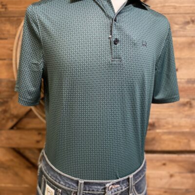 Mens Cinch S/S Arena Flex Polo Geo Turquoise Print