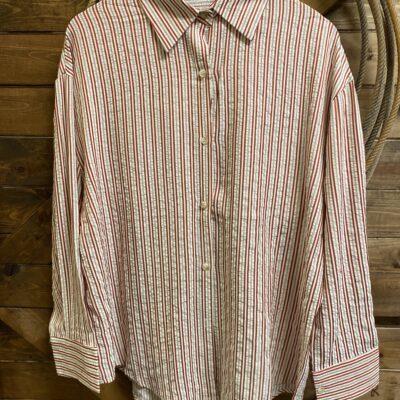 Womens Emma+Grace L/S Button Down Kathryn Red Stripe