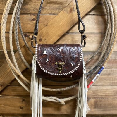 Juan Antonio Reined Fringe Handbag Brown/White Underlay