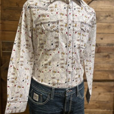 Mens Panhandle Slim Card Deck L/S Fancy Pearl Snap