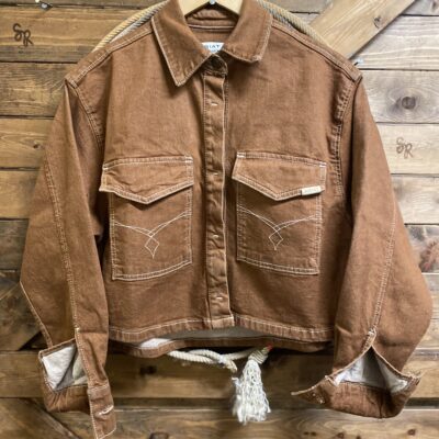 Womens Ariat Boxy Crop Jacket Pecan Denim