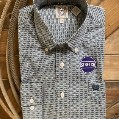 Mens Cinch Classic L/S Button Down Teal/ Black Print