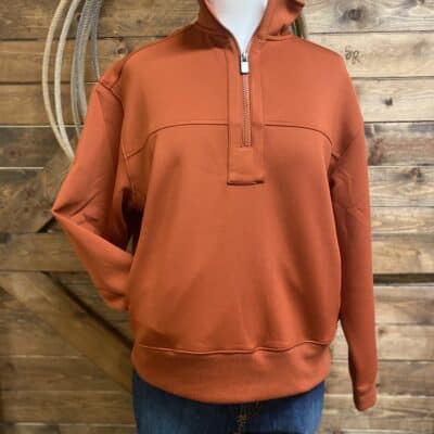 Womens Cinch 1/4 Zip Pullover W/Pockets Rust