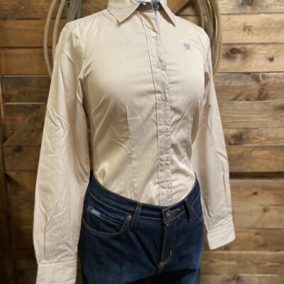 Womens Cinch L/S Buttons Down Orange/Grey Stripe