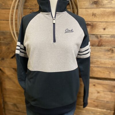 Womens Cinch 1/4 Zip Pullover Navy/Grey