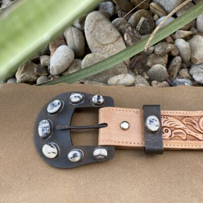 White Buffalo 2 Piece Buckle Set