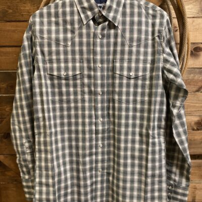 Mens Wrangler Classic L/S Pearl Snap Blk/Turquoise