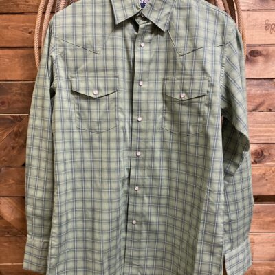Mens Wrangler Classic L/S Pearl Snap Vineyard Green