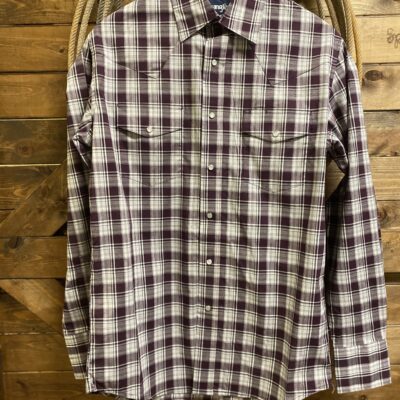 Mens Wrangler Classic L/S Pearl Snap Burgundy