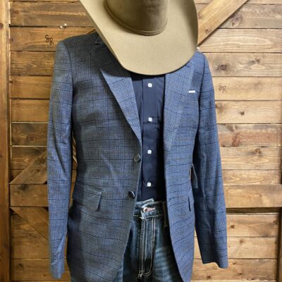 Mens Rock&Roll Sport Coat Navy/Brown Plaid