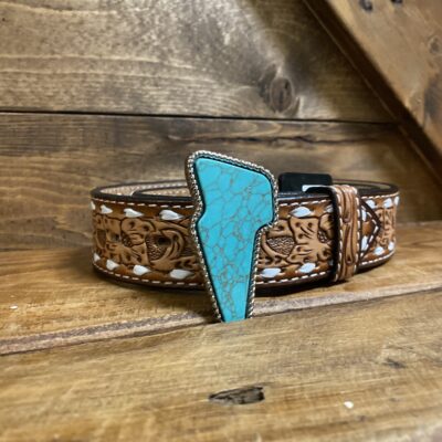 Womens Turquoise Lightning Bolt Belt