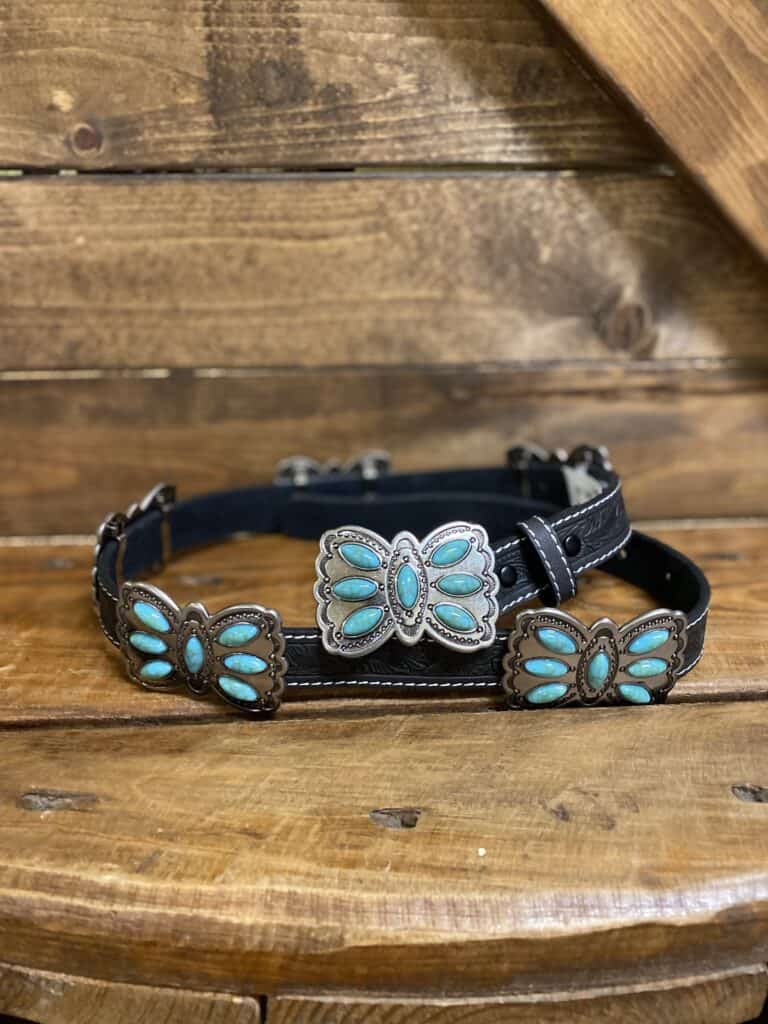 Womens Concho Belt Turquoise Floral - Saddle Rags display picture 1