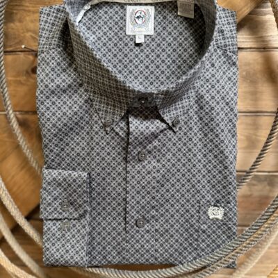 Mens Cinch Classic L/S Button Down Grey/Black Print