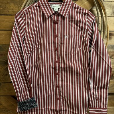 Womens Ariat L/S Kirby Button Down Cabernet Stripe