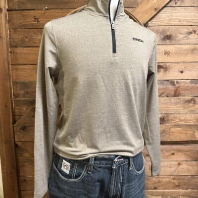 Mens Cinch 1/4 Zip L/S Pullover Stone