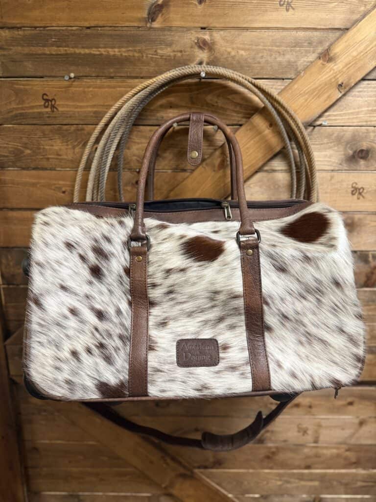 American Darling Rolling Duffle Bag Cowhide/Leather - Saddle Rags