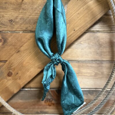 Teal Jacquard Shorty Wild Rag 20"