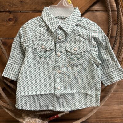 Baby Boys Wrangler L/S Pearl Snap White/Teal