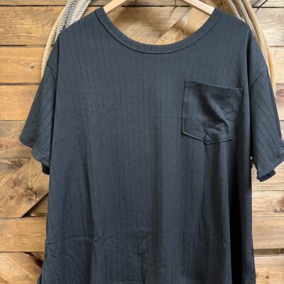 Womens Andree S/S Ribbed Pocket Top Black