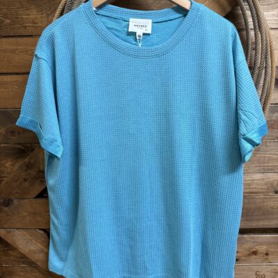 Womens Andree S/S Waffle Knit Top Teal