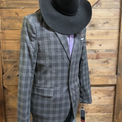 Mens Rock&Roll Sport Coat Charcoal Plaid