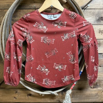 Girls Cruel Girls L/S Blouse Red Rodeo Events