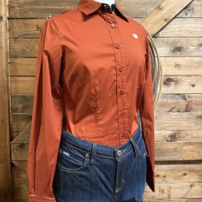 Womens Cinch L/S Button Down Western Shirt Solid Rust