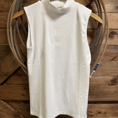 Womens Grace+Emma High Neck Ribbed Tank White