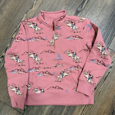 Girls Ariat 1/4 Zip Bronc Pullover Pink