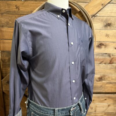 Mens Ariat Wrinkle Free L/S Oxford Button Down Solid Navy